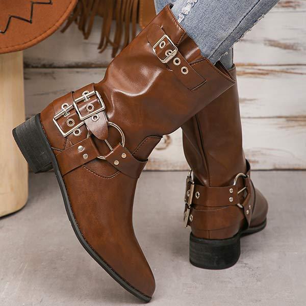 Women's Stylish Casual Western Cowboy-Inspired Short Boots 32635106C