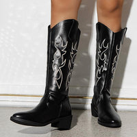 Women's Fashionable Embroidered Block Heel Western Boots 99173706S