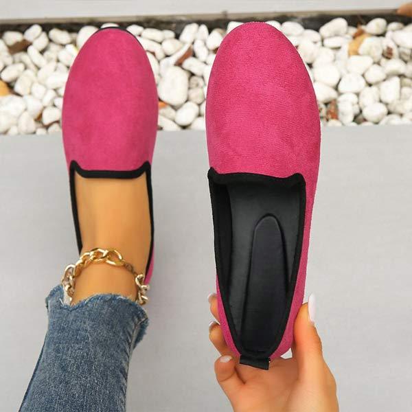 Women's Round-Toe Shallow Mouth Flats in Suede 60327533C