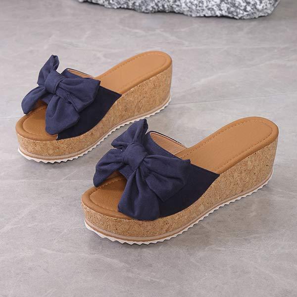 Women's Thick-soled Slip-on Sandals with Bowknot Accent 56840453C
