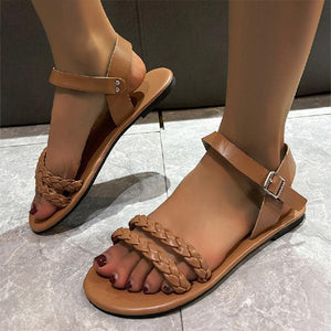 Women's Braided Flat Fashion Buckled Beach Sandals 76826852S