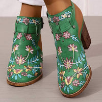 Women's Embroidered Rivet Chunky Heel High-Heeled Sandals 12238008C