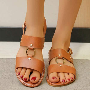 Woman's One-Band Buckle Strap Flat Sandals 29866167C