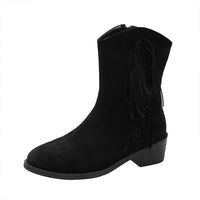 Women's Vintage Fringed Chunky Heel Ankle Boots 47656444C