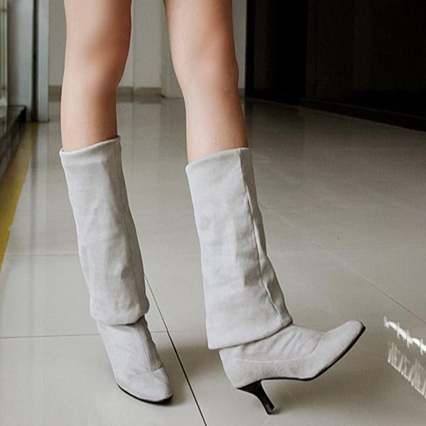 Women's Casual Suede Low Heel Over-the-Knee Boots 43528264S