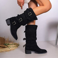 Women's Round-Toe Flat Mid-Calf Boots 84205027C