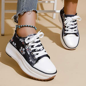 Women's Round-Toe Thick Sole Lace-Up Athletic Shoes 40084328C