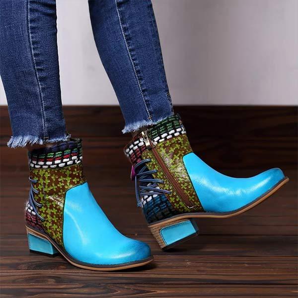 Women's Ethnic Low-Heel Ankle Boots 14104205C