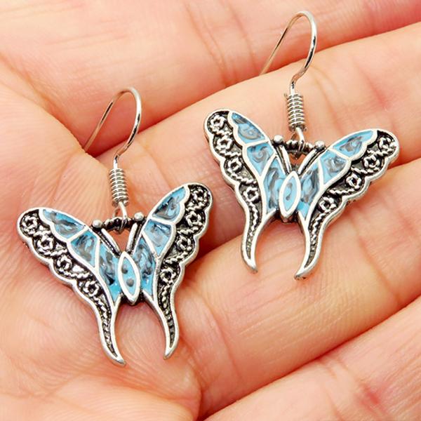 Painted Vintage Butterfly Thai Silver Earrings 50603966C