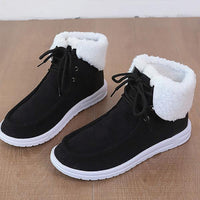 Women's Casual Fabric Lapel Lace-Up Snow Boots 94769119S