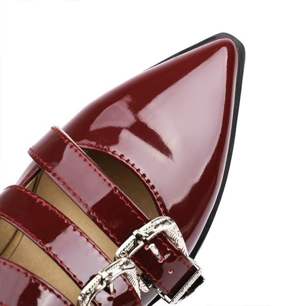 Women's Fashionable Retro Belt Buckle Flat Shoes 66905449S