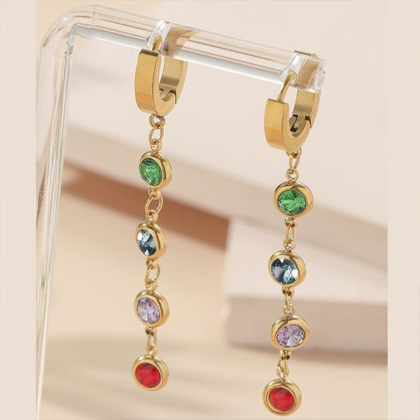Women's Fashionable Color Diamond Tassel Earrings 16903524S