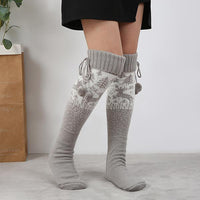 Women's Christmas Elk Pattern Knitted Stockings 81682379S