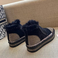 Women's Fashionable Rhinestone Furry Thick Sole Boots 16860721S