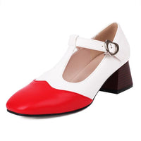 Women's Retro Buckle Block Heel Mary Jane Shoes 60632393C