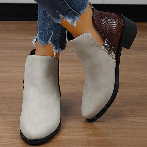 Women's Casual Side Zip Block Heel Chelsea Boots 26724255S