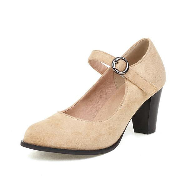 Women's Retro Simple Block Heel Mary Jane Shoes 38999361C