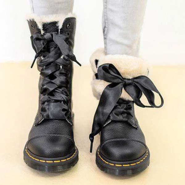 Women's Casual Brown Lace-Up Short Boots Snow Boots 27082306C
