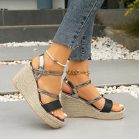 Women's Fashion Wedge Buckle Color Block Sandals 37915603S