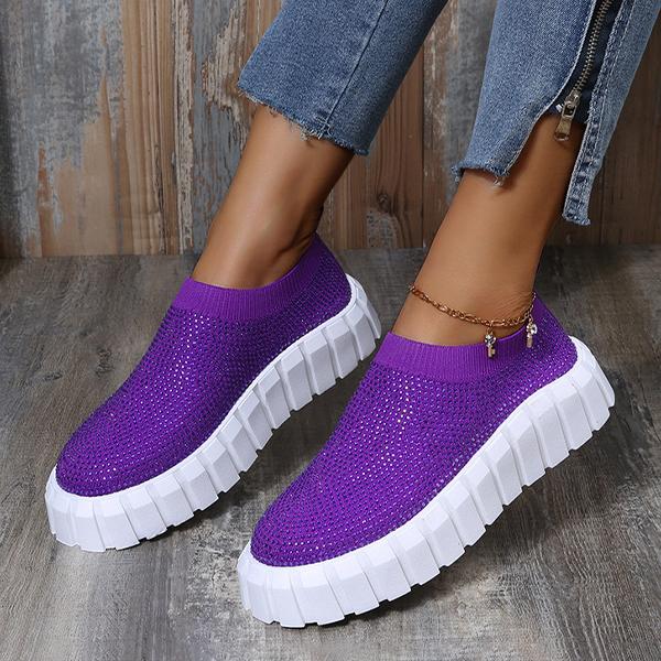 Women's Casual Thick Sole Rhinestone Mesh Sneakers 29426250S