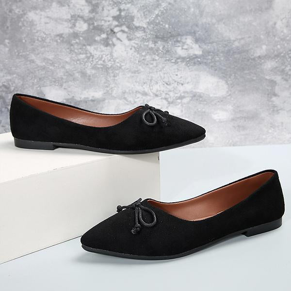Women's Casual Bow Pointed Toe Flat Loafers 03273222S