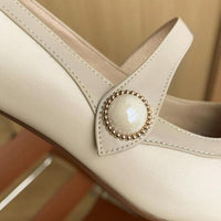 Women's Retro Velcro Pearl Chunky Heel Mary Jane 68674572S
