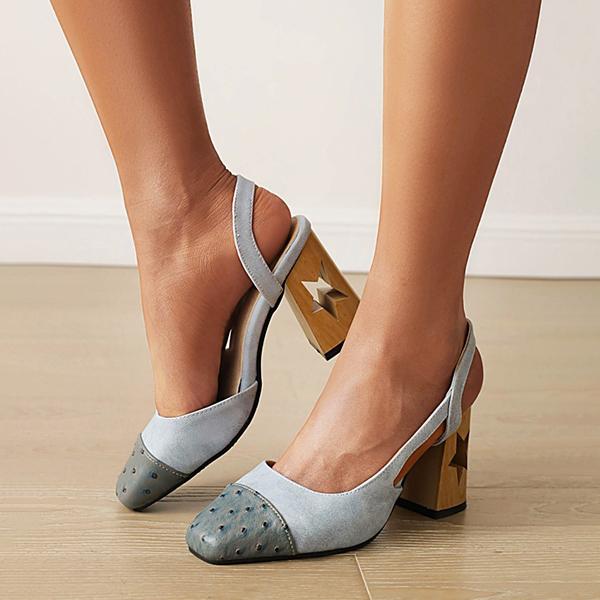 Women's Fashion Star Hollow Block Heel Sandals 70728315S