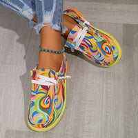 Women's Casual Lace-Up Colorful Ethnic Canvas Flat Shoes 07031392S