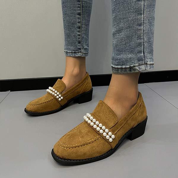 Women's Low Heel Pearl Loafers 14697851C