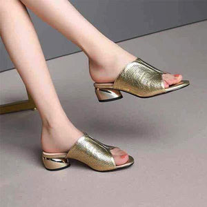 Women's Peep Toe Chunky Heel Slingback Sandals 53697838C