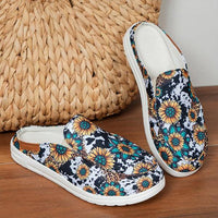 Women's Casual Canvas Printed Flat Half Slippers 98426599S