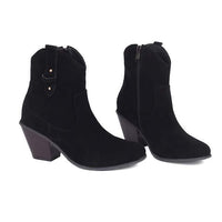 Women's Suede Chunky High-Heel Ankle Boots 13924543C