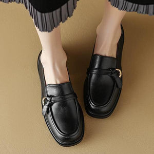Women's Retro Brown Slip-On Flat Loafers 34600898S
