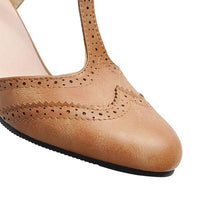 Women's Retro T-Buckle Hollow High-Heeled Sandals 25329459S