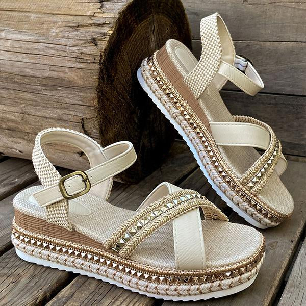 Women's Casual Thick Sole Rope Roman Sandals 39268497S