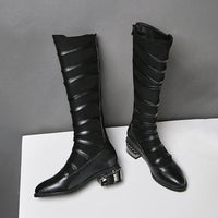 Women's Fashion Strap Rivet Chunky Heel Boots 93054392S