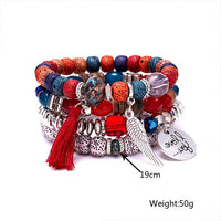 Contrasting Color Beaded Tassel Wings Set Of 4 Bracelets 15953944C