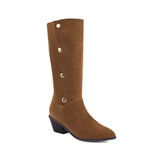 Women's Suede Studded Chunky Mid-Calf Boots 93080110C