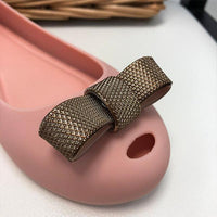 Women's Casual Metal Bow Shallow Flat Jelly Shoes 12047960S