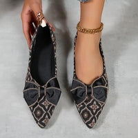 Women's Casual Retro Bow Flat Beanie Shoes 66657775S