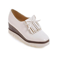 Women's Casual Tassel Square Toe Wedge Loafers 33452753S