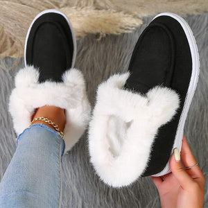 Women's Suede Plush-Lined Slip-On Snow Boots 91657825C