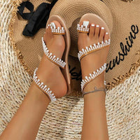 Women's Roman Style Pearl Embellished Flat Sandals 73620399C
