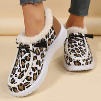 Women's Leopard Print Flat Cozy Snow Boots 98630543C