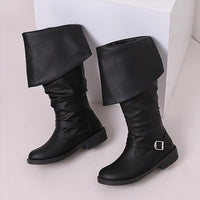 Women's Fashion Buckle Decorated Cuffed Tall Boots 28052298S