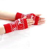 Women's Christmas Elk Knit Warm Gloves 74760018S