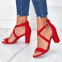Women's Fashion Cross Strap Chunky Heel Sandals 75686175C