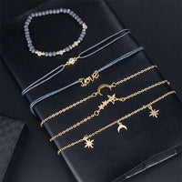 Fashion Star Moon Beaded Charm Bracelet 00184562C