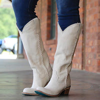 Women's Mid-Heel Round Toe Western Cowboy Boots 82688201C