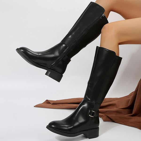 Women's Casual Buckled Thick Heel Knee-High Knight Boots 69829298S